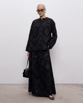 Agnona Чорна блуза в тканий візерунок TD1112YJ2001