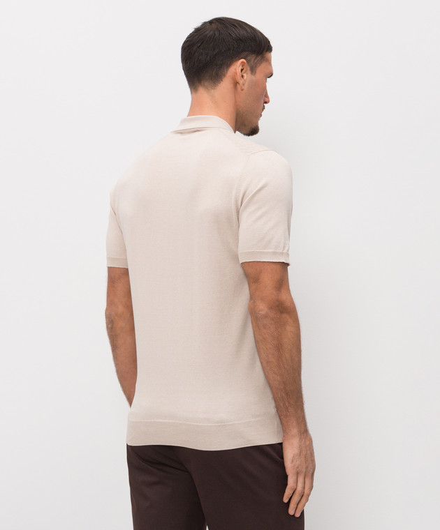 Enrico Mandelli Бежевое поло с шелком с геометрическим узором 3K034A5645 изображение 4