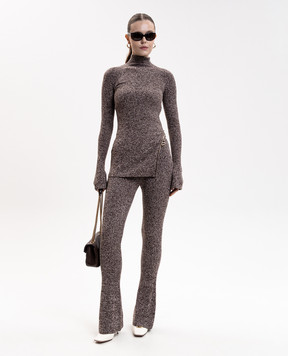 Max Mara Sportmax Коричневі штани кльош VELO з вовни в рубчик SPXVELO