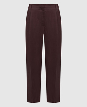 Brunello Cucinelli Синие брюки с леном с цепочкой мониль MH126P8292