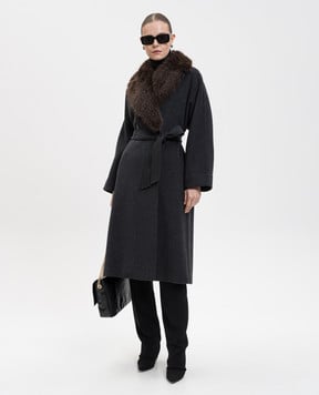 Max Mara Weekend Сіре двобортне пальто CACIO з вовни CACIO1234