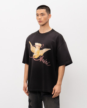 AMIRI Черная футболка с принтом логотипа AMTOJR1131