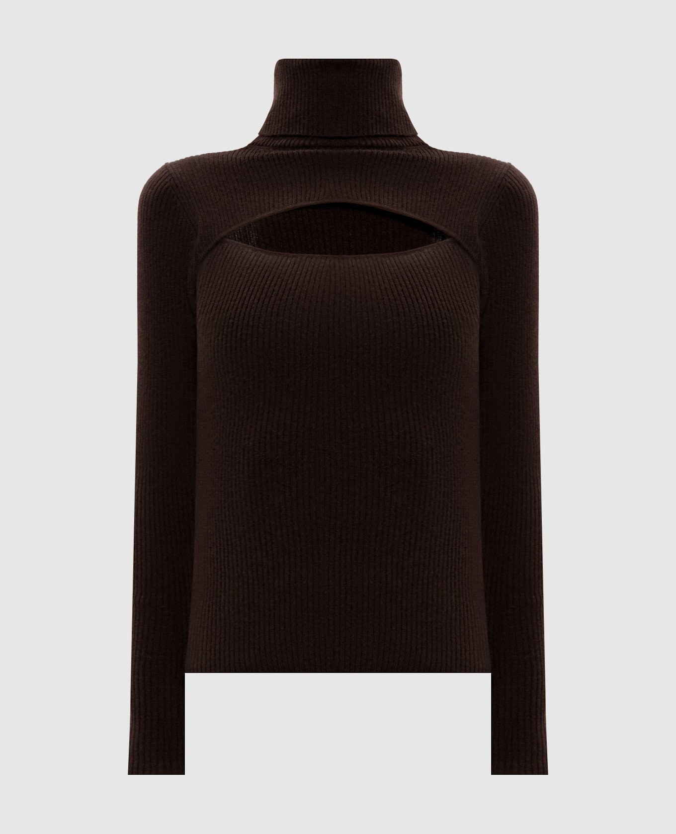 Brown ribbed wool and cashmere turtleneck Allude