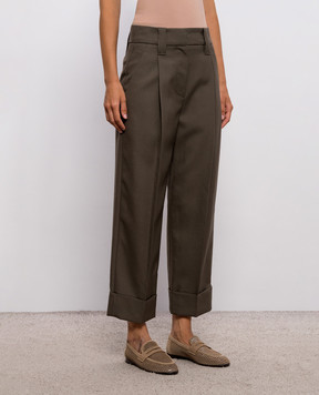 Brunello Cucinelli Зелені штани з вовни MB199P9357