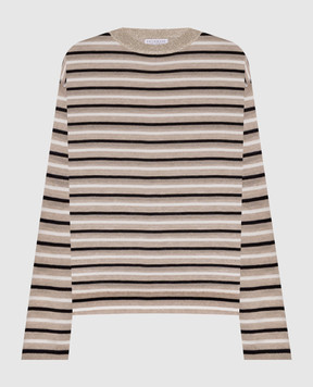 Brunello Cucinelli Бежевий джемпер з льоном в смужку M1T272310