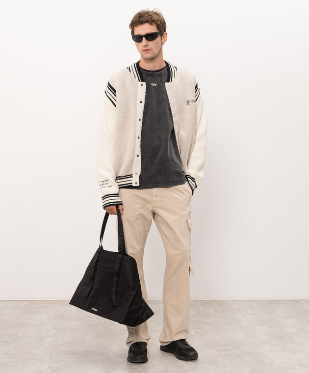 Off-White Серая футболка с принтом логотипа 44MAA16NF26J005 изображение 2