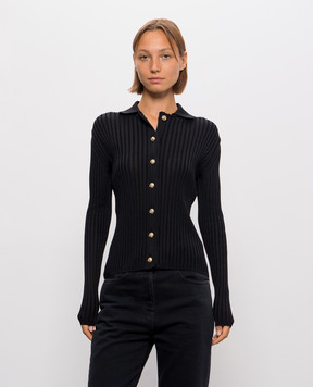 Balmain Черный кардиган в рубчик SH0000000014