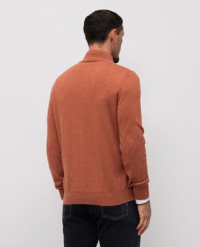 Brunello Cucinelli Помаранчевий джемпер з кашеміру з блискавкою M2200124