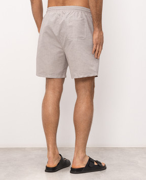 Brunello Cucinelli Бежевые шорты для плавания в узор с вышивкой эмблемы MR847043P