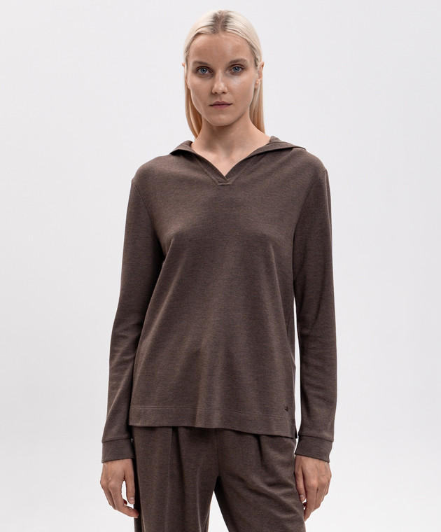 Max Mara Коричневые худи COMICA с шелком MXMCOMICA изображение 3