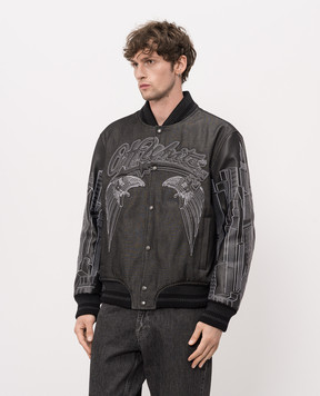 Off-White Темно-сірий комбінований бомбер Skyline 44MJA122Z26L002