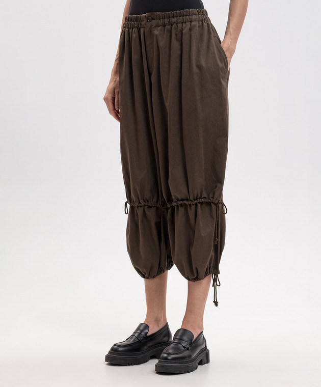 Y`S Yamamoto Брюки цвета хаки с кулисками YVP88002 изображение 3