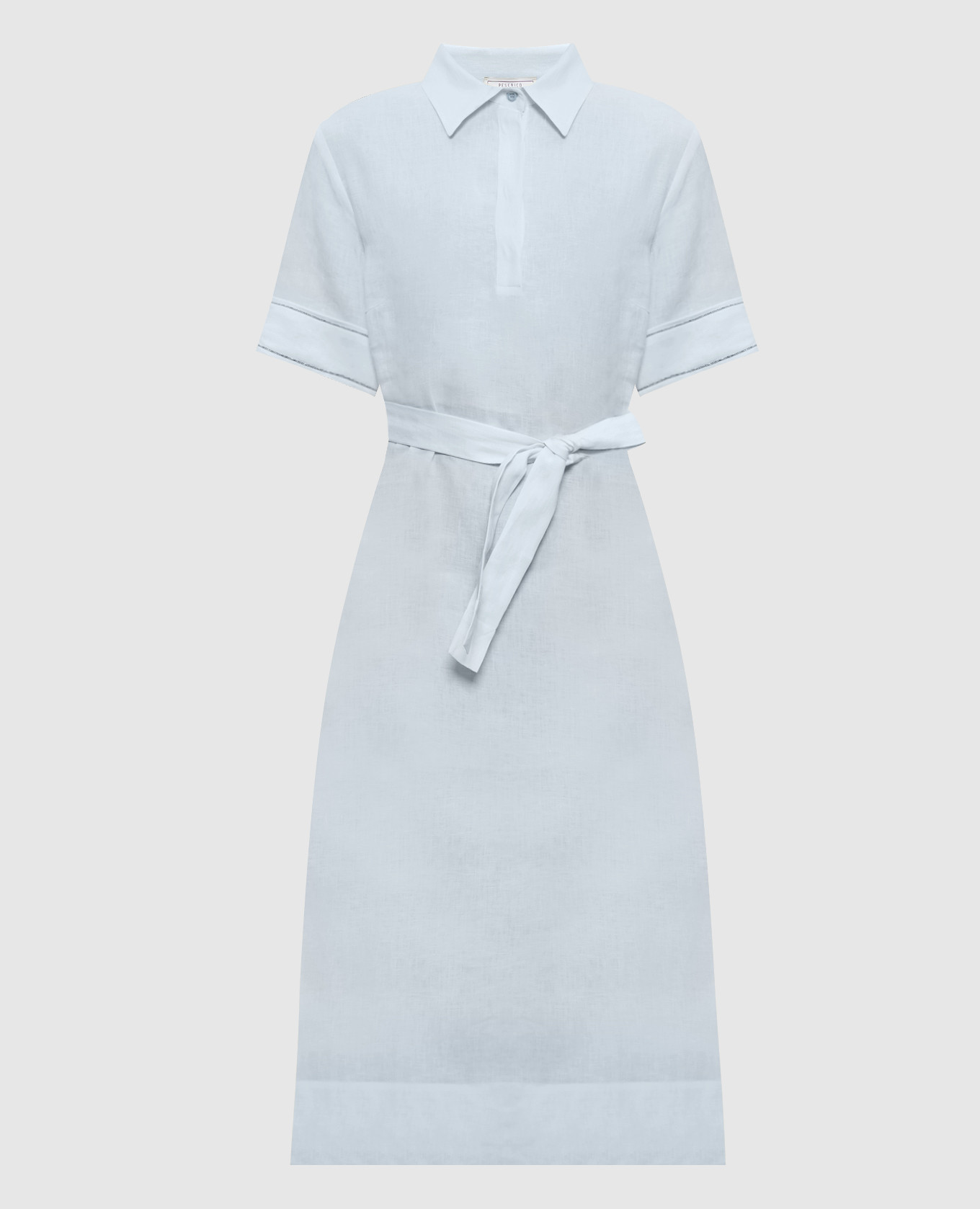 Голубое платье из льна с цепочкой мониль