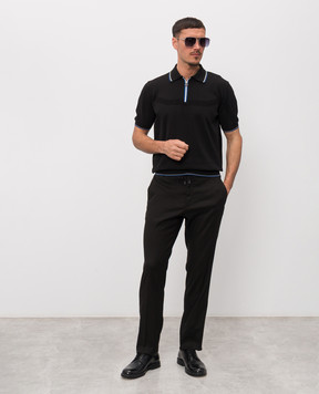 Stefano Ricci Чорне поло з контрастним окантуванням K616448P31F26115