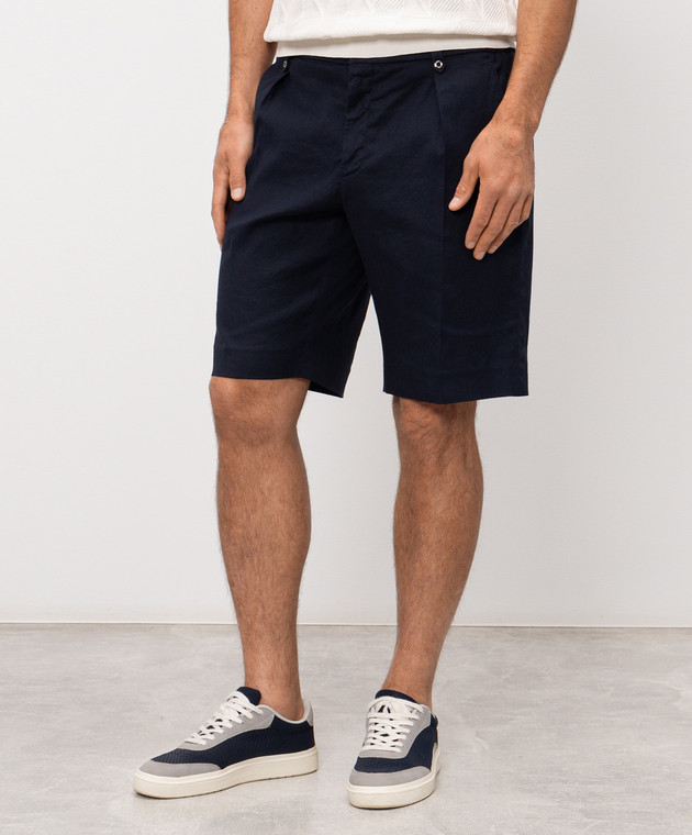 Stefano Ricci Синие шорты с льном M1T6100180LCTL1U изображение 3