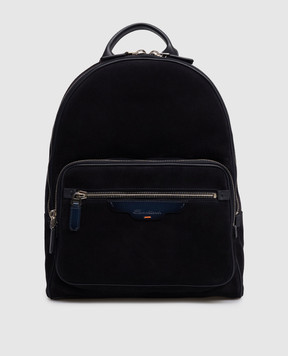 Santoni Синій замшевий рюкзак з тисненням логотипа UIBBA2364ENASNQ