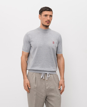 Brunello Cucinelli Серая футболка с эмблемой M29800104