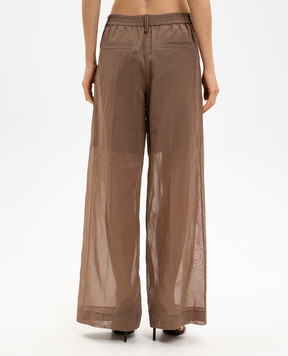 Brunello Cucinelli Коричневые брюки с цепочкой M0F91P9174