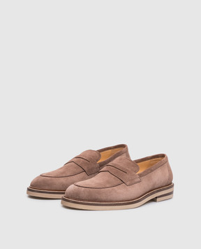 Brunello Cucinelli Коричневые замшевые лоферы MZUSOLT709