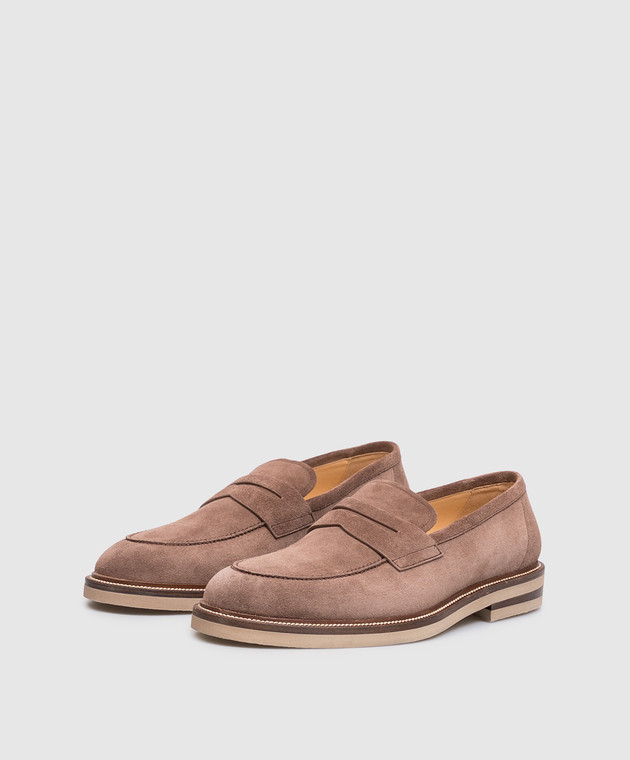 Brunello Cucinelli Коричневые замшевые лоферы MZUSOLT709 изображение 2