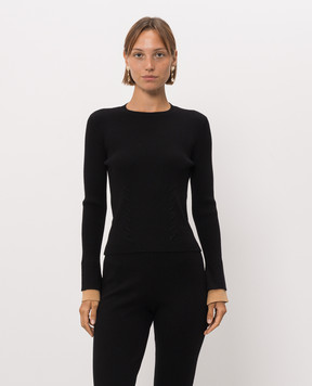 Twinset Чорний джемпер з ефектом накладання шарів 262AP3251