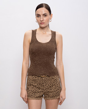 Twinset Коричневий топ з люрексом 261TT3212