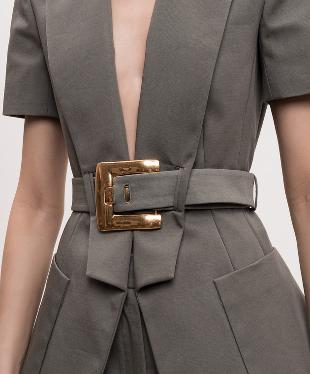 Balmain Жакет цвета хаки с короткими рукавами GF0SB225CG65 изображение 5