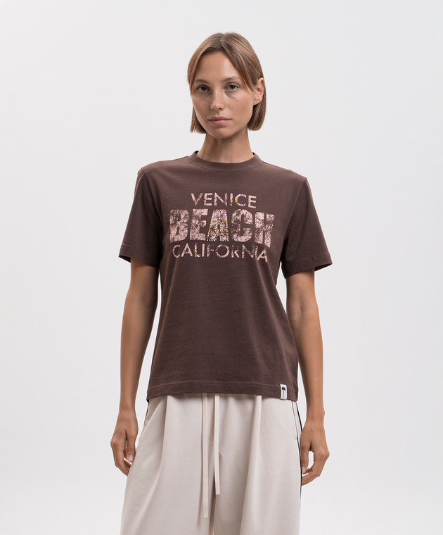 Palm Angels Коричневая футболка Cali Vibes PAWAA006JR003 изображение 3