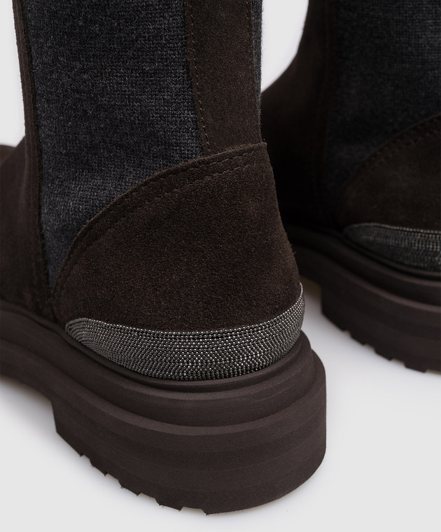Brunello Cucinelli Коричневые замшевые челси MZSFG3307P изображение 5