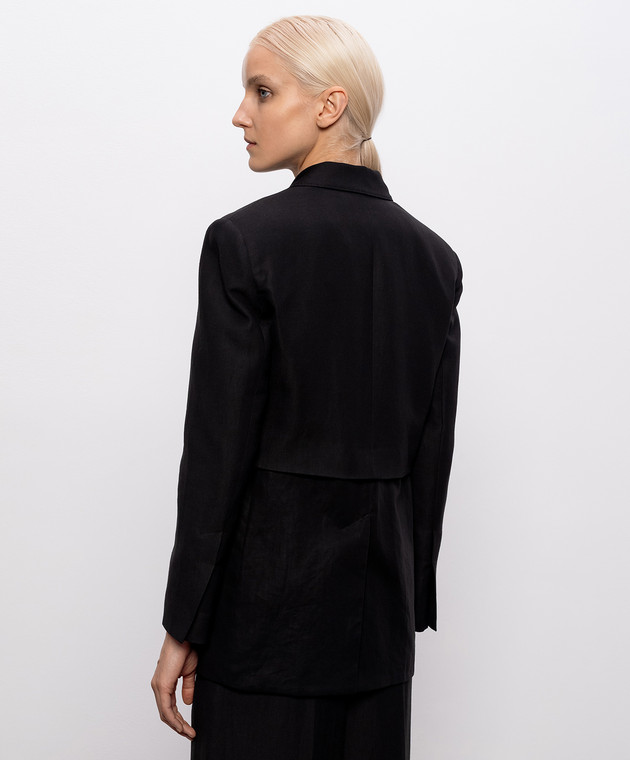 Brunello Cucinelli Чорний жакет з льоном MH1267181 зображення 4
