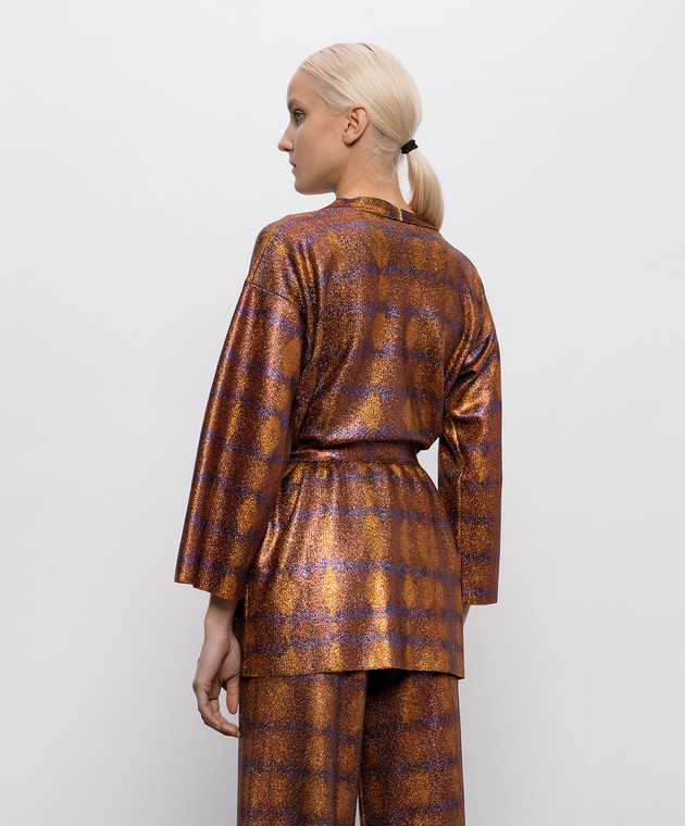 Momoni Коричневый кардиган CHAMA на запах с люрексом MOKN00166MO изображение 4