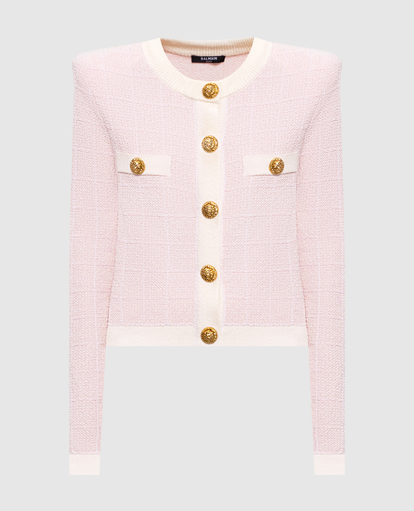 Розовый твидовый кардиган