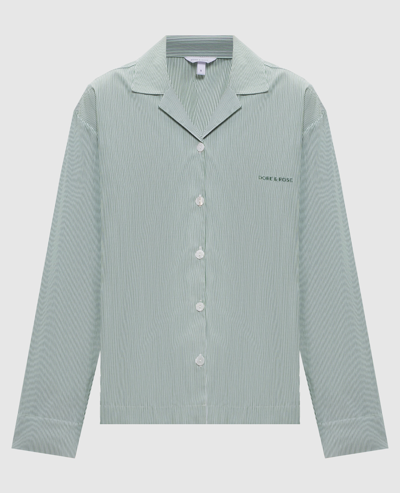 Зеленая пижамная рубашка в полоску с логотипом