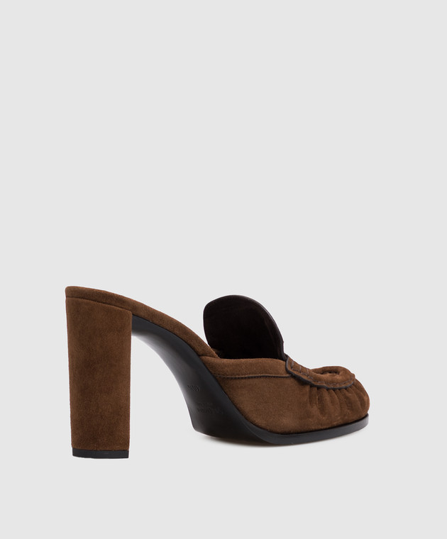 Saint Laurent Коричневые замшевые мюли LE LOAFER 86971327DTT изображение 3