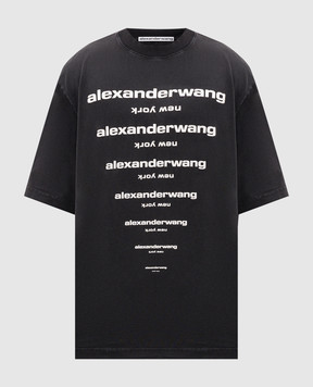 Alexander Wang Чорна футболка з контрастним принтом логотипа UCC3261924m
