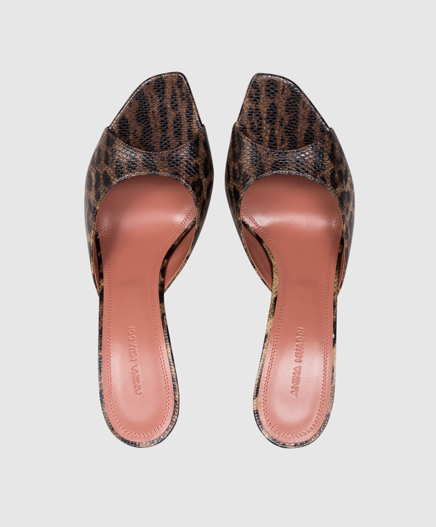 Amina Muaddi Коричневі шкіряні мюлі Alexa 16S365859ALE зображення 4