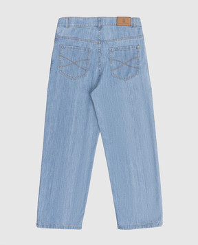 Brunello Cucinelli Дитячі блакитні джинси з патчем логотипа BH263D317B