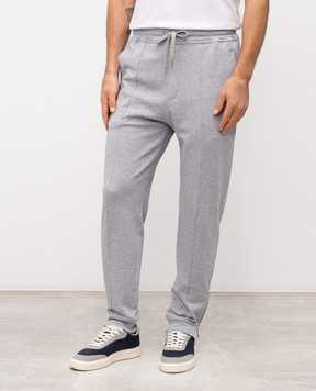 Brunello Cucinelli Серые меланжевые спортивные штаны MW8633263G