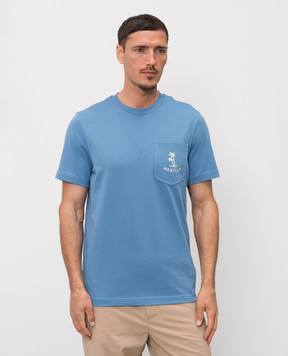 Moncler Синяя футболка с вышивкой L10918C0005489B8U