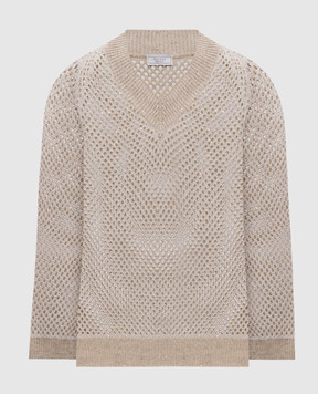 Peserico Бежевий ажурний пуловер з льоном A99028F079106B