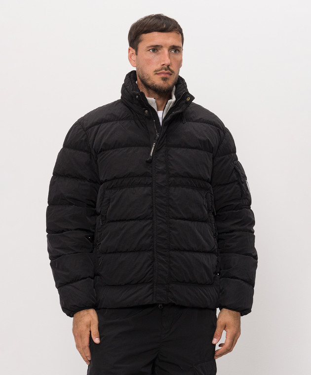 C.P. Company Черная пуховая куртка с патчем логотипа MOW012A005904G изображение 3