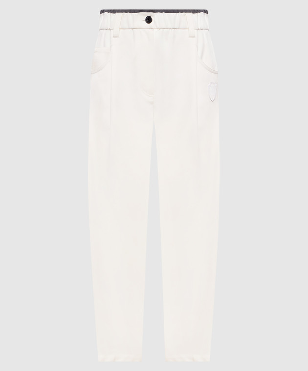 Brunello Cucinelli Брюки цвета айвори с цепочкой мониль MA126P9330