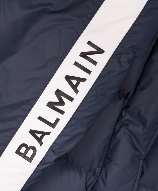 Balmain Дитячий синій пуховик з принтом логотипа BZ2I20N0372610 зображення 3