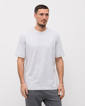Brunello Cucinelli Серая меланжевая футболка прямого кроя M0B137427