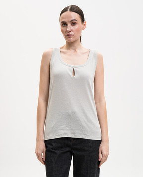 Victoria Beckham Сірий топ з льоном 1226JTP007237A