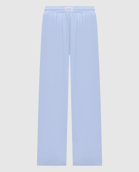 Dore & Rose Голубые пижамные брюки в полоску с логотипом PREMIUMSILKPJBOTTOM