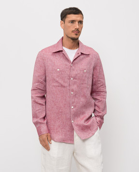 Brunello Cucinelli Бордова сорочка з льону MM6840658