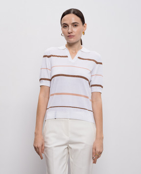 Peserico Біле поло в смужку з люрексом A99092F149173M