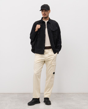 C.P. Company Чорна сорочка з льоном з патчем MSH082A110626G