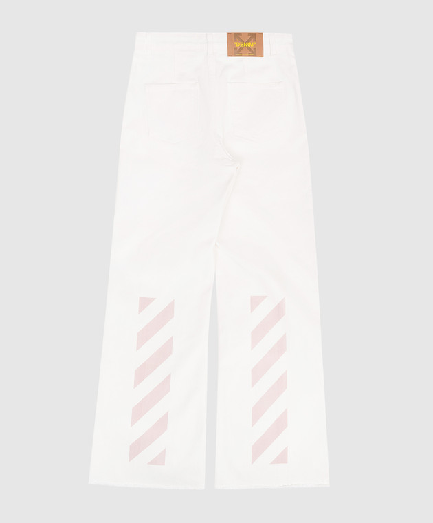 Off-White Детские джинсы цвета айвори с принтом логотипа 44GYB002S26D001 изображение 2